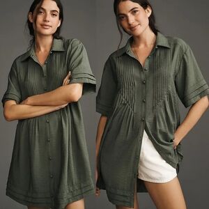 Pilcro Short Sleeve Pintuck Tunic Shirt Dress & Slip Set S Summer To Fall Outfit
